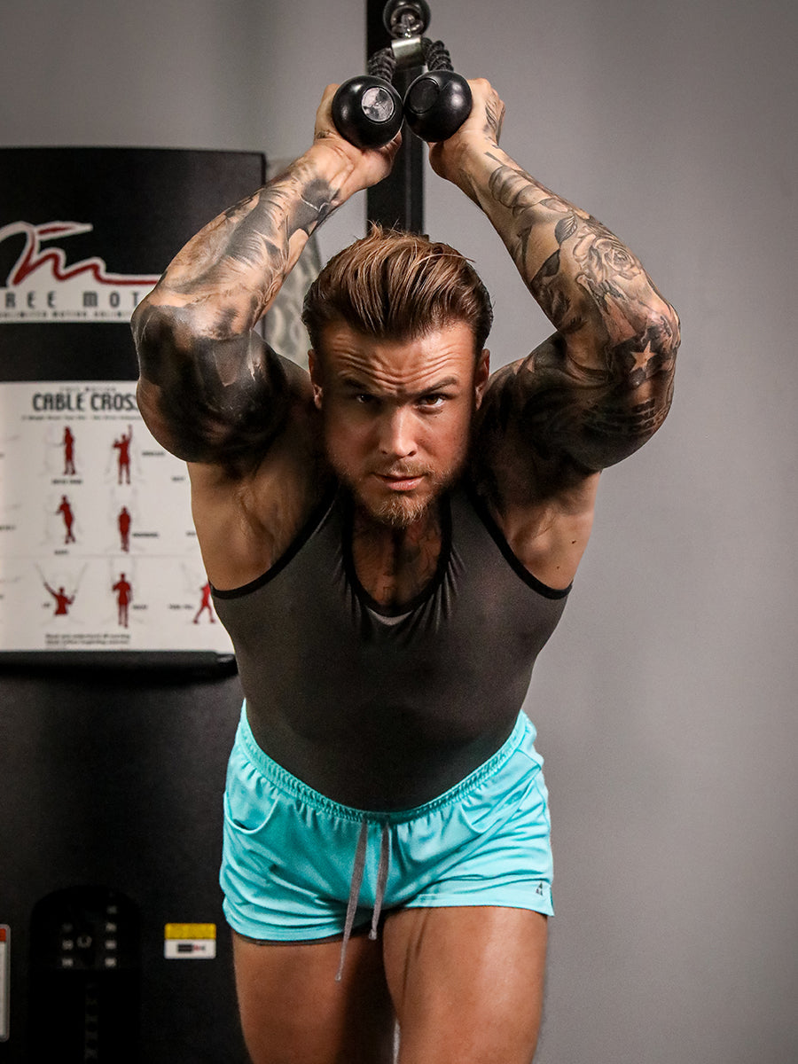men's turquoise sports shorts - Body Aware UK