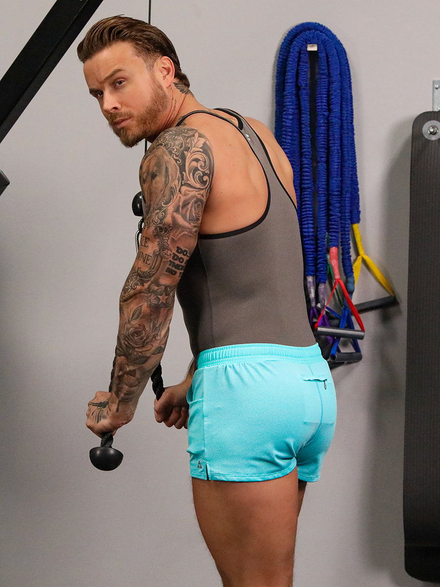 men's turquoise sports shorts - Body Aware UK