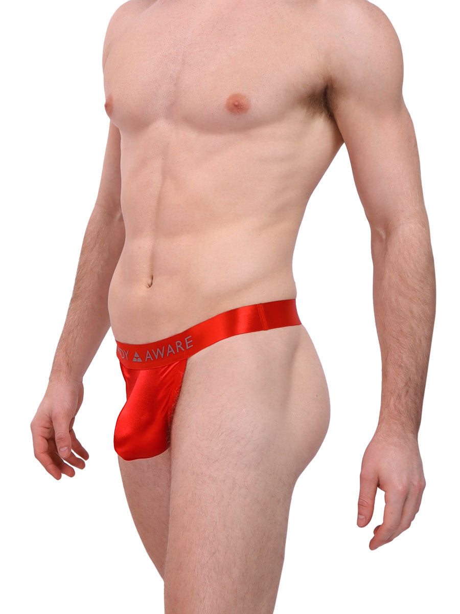 men's red satin g-string thong - Body Aware UK