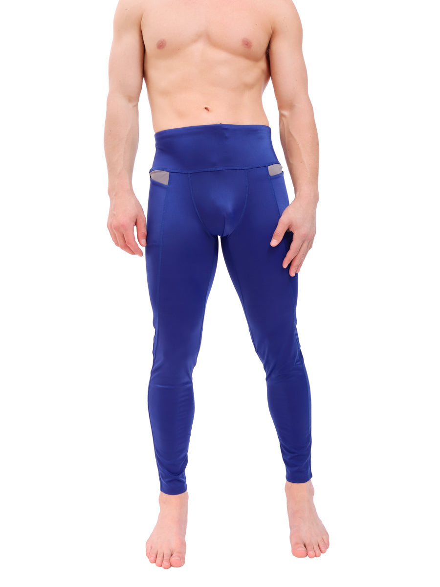 men's navy blue sports leggings- Body Aware UK