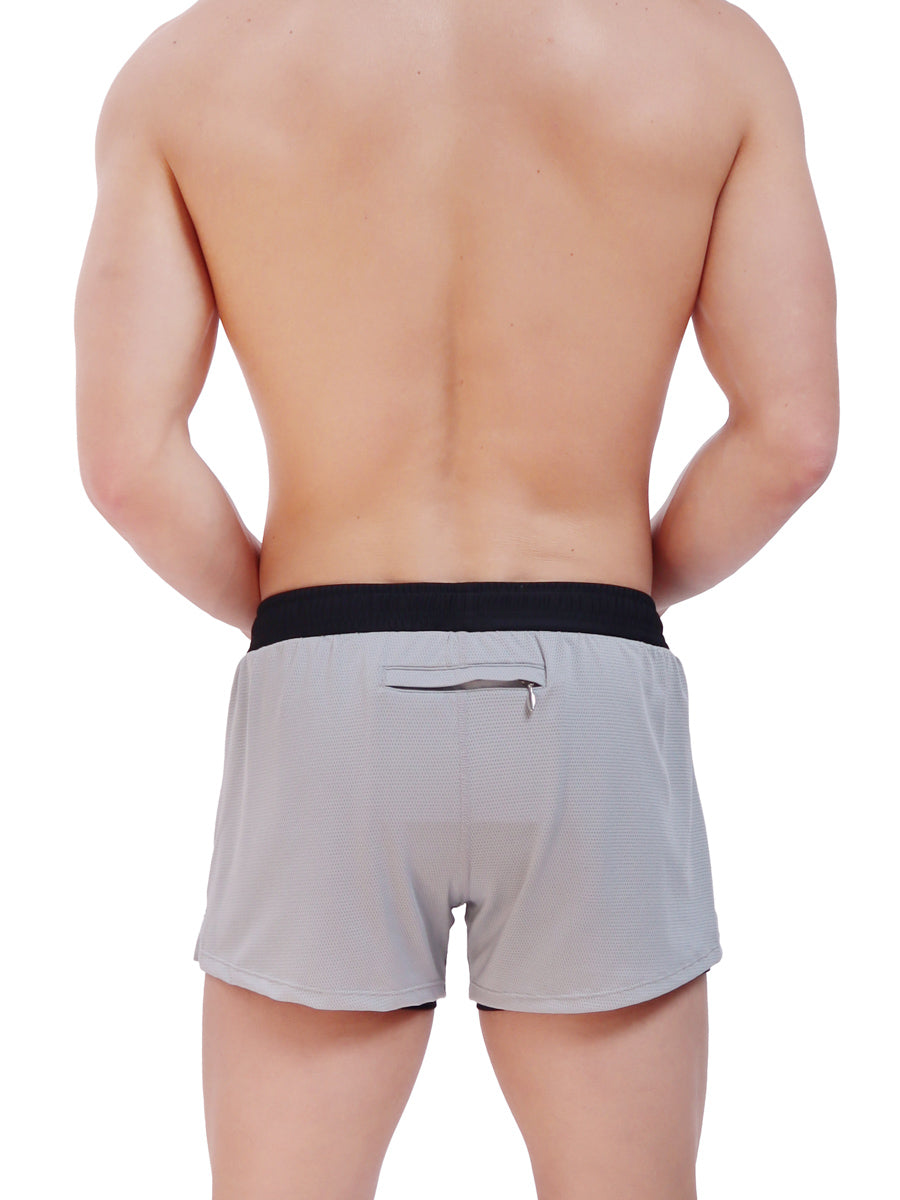 men's grey sport shorts with liner - Body Aware UK