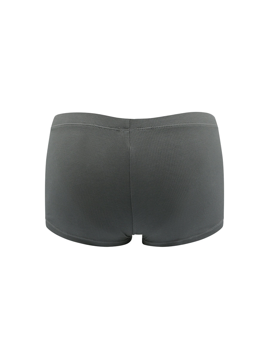 Rear view of a gray boxer brief on a white background.