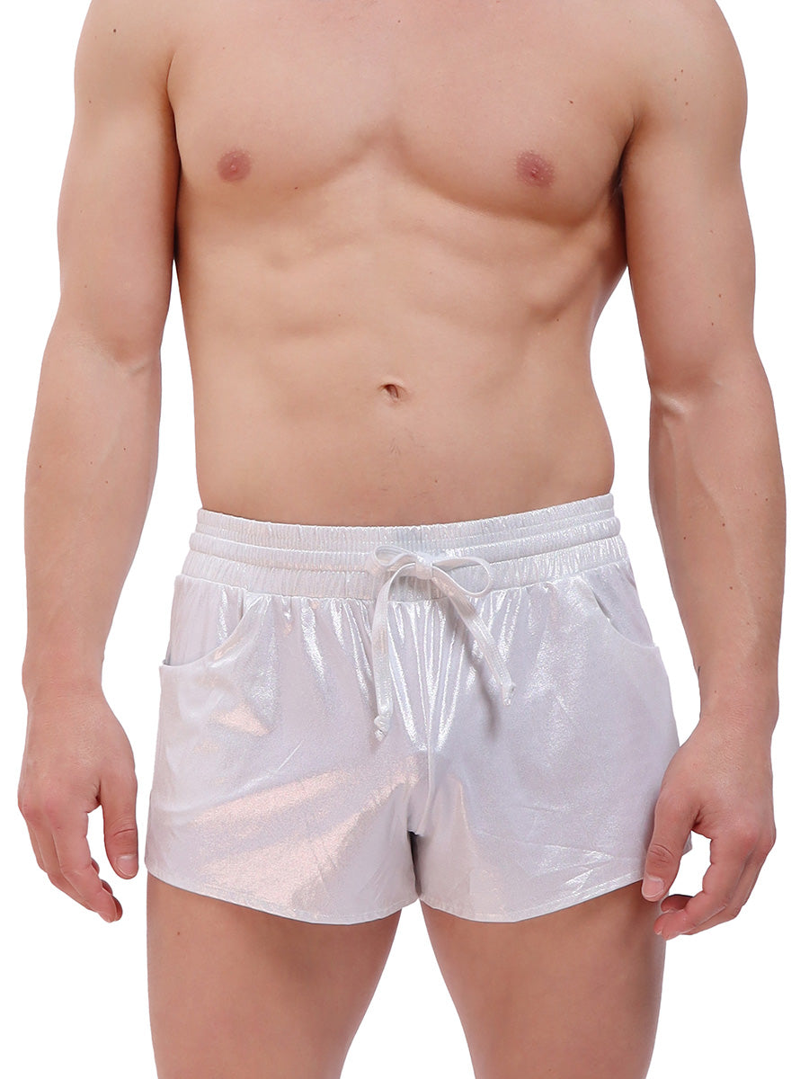 men's silver metallic shorts - Body Aware UK