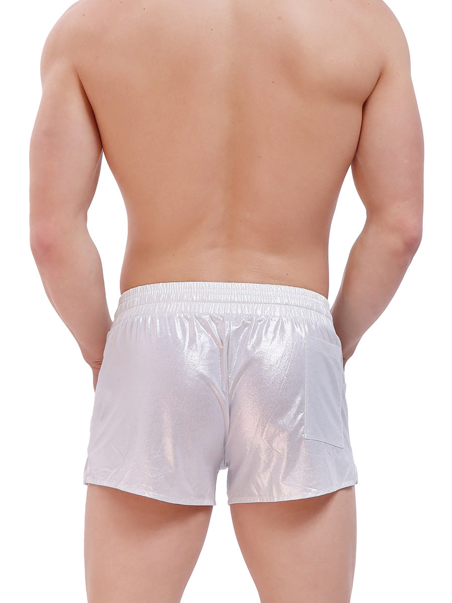 men's silver metallic shorts - Body Aware UK