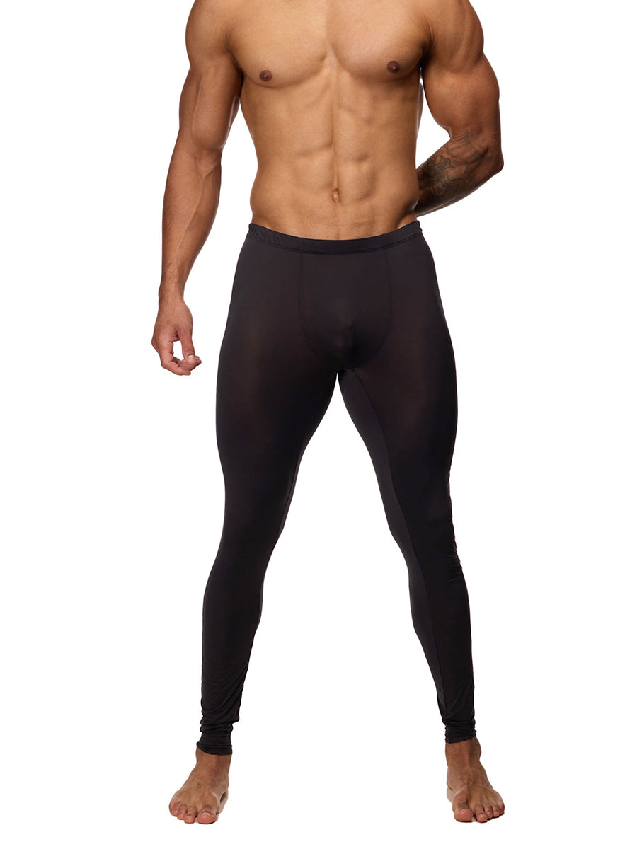 Front view of a male model wearing black Body Aware leggings