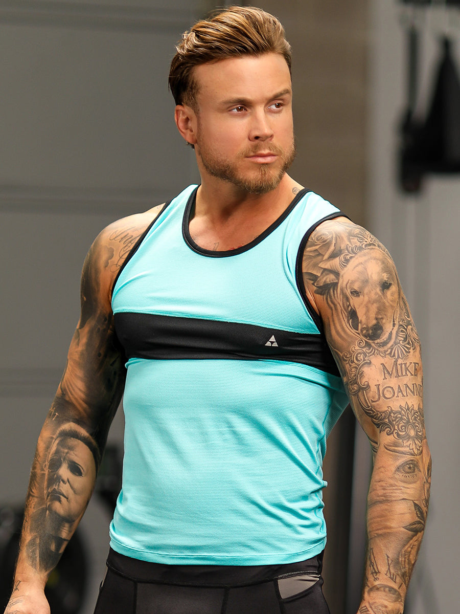 men's turquoise sports tank top - Body Aware UK