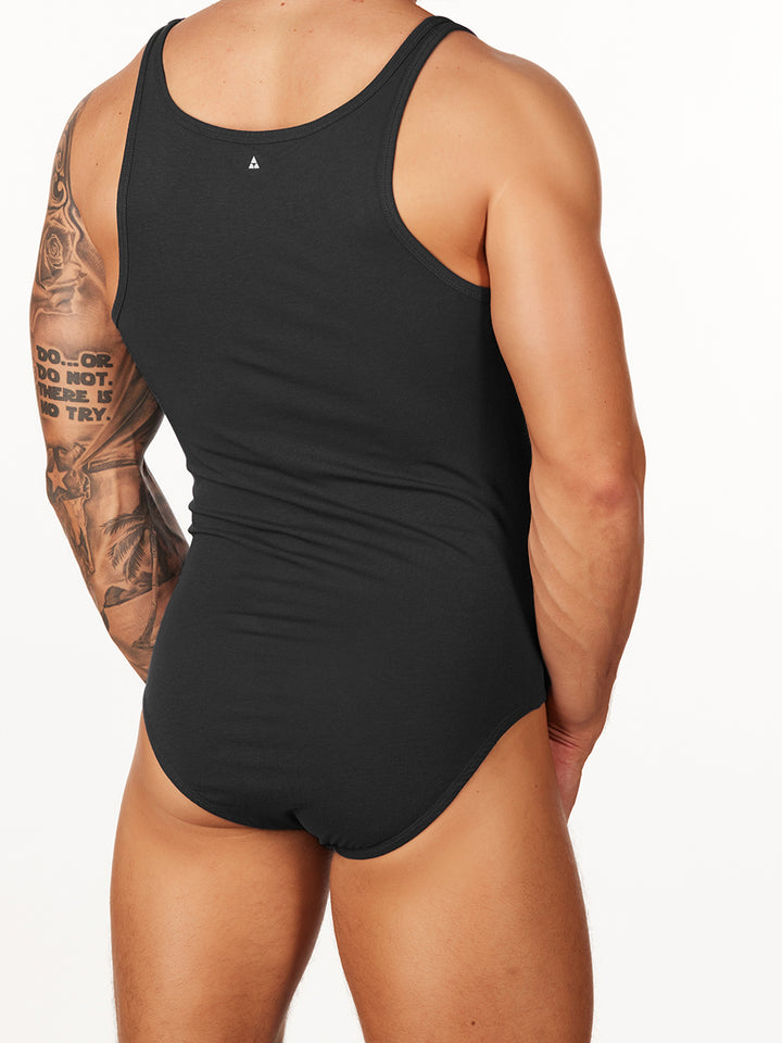Men's black organic cotton bodysuit - Body Aware UK
