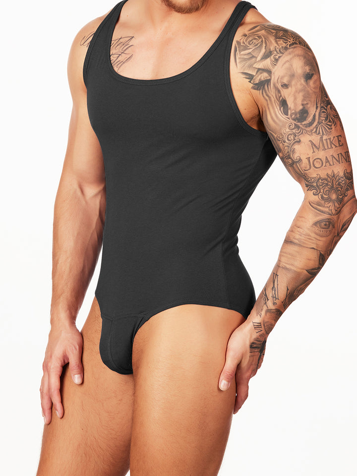 Men's black organic cotton bodysuit - Body Aware UK