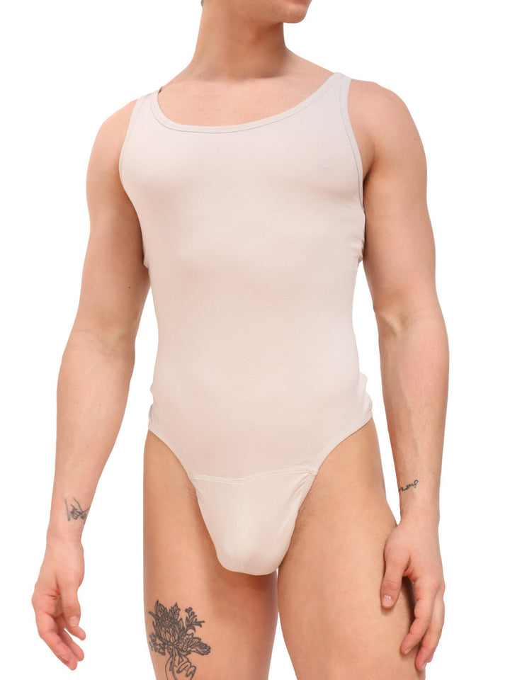 men's grey cotton thong bodysuit - Body Aware UK
