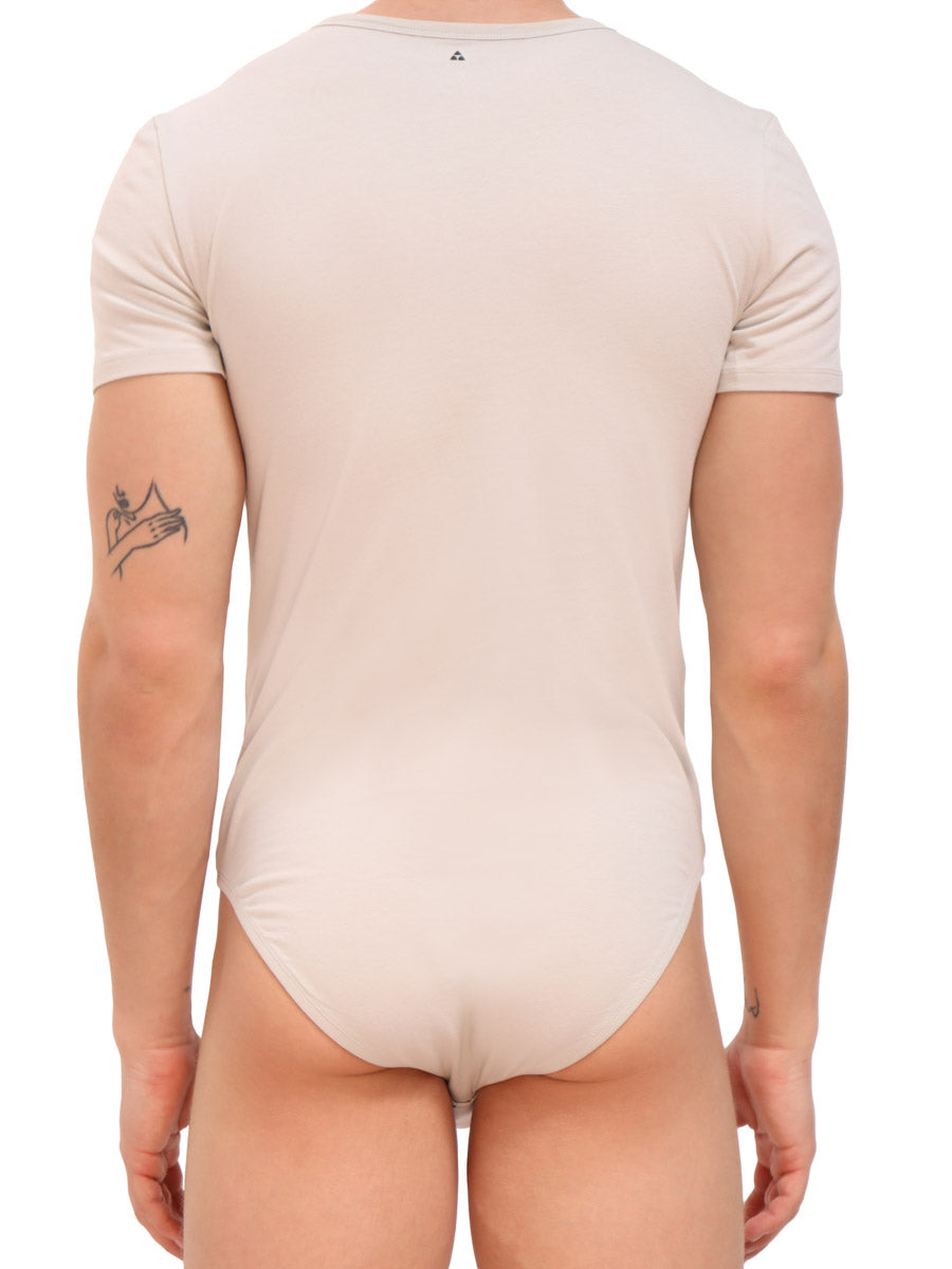 men's grey cotton short sleeve bodysuit - Body Aware UK