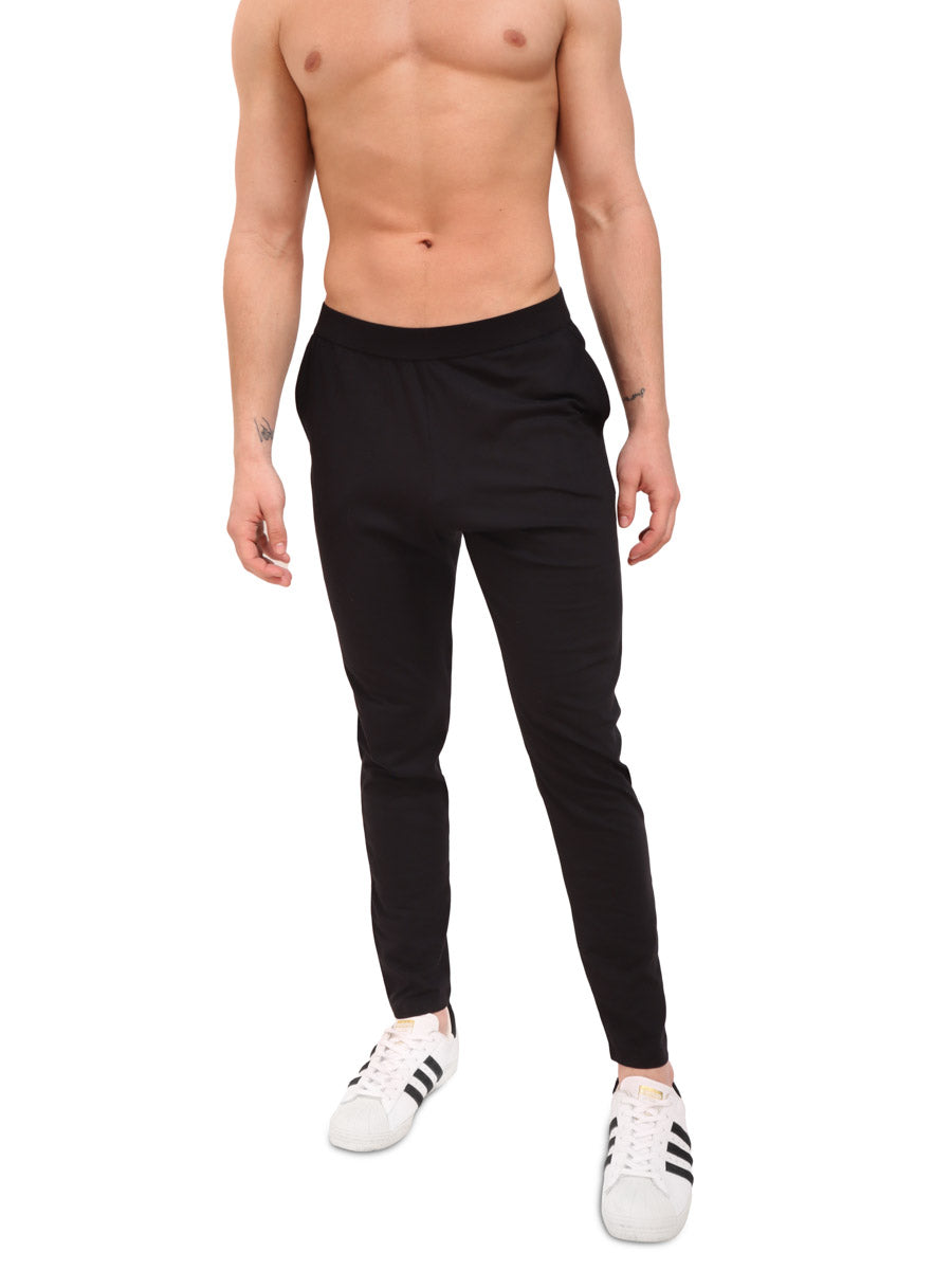 men's black cotton lounge pants - Body Aware UK