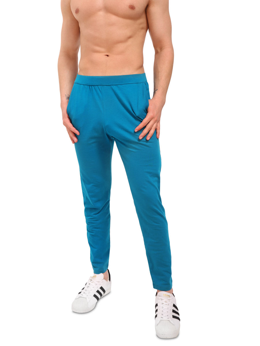 men's blue cotton lounge pants - Body Aware UK