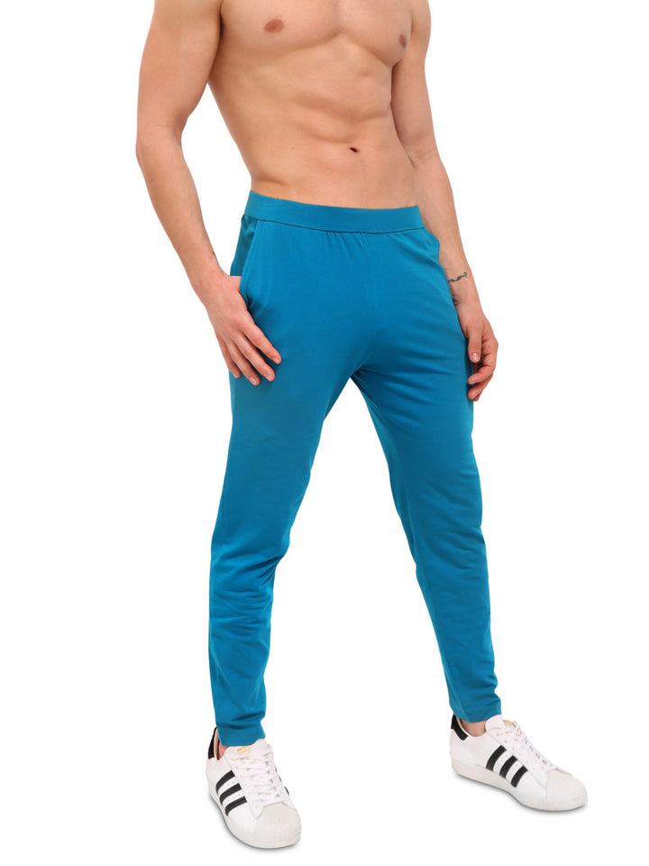 men's blue cotton lounge pants - Body Aware UK