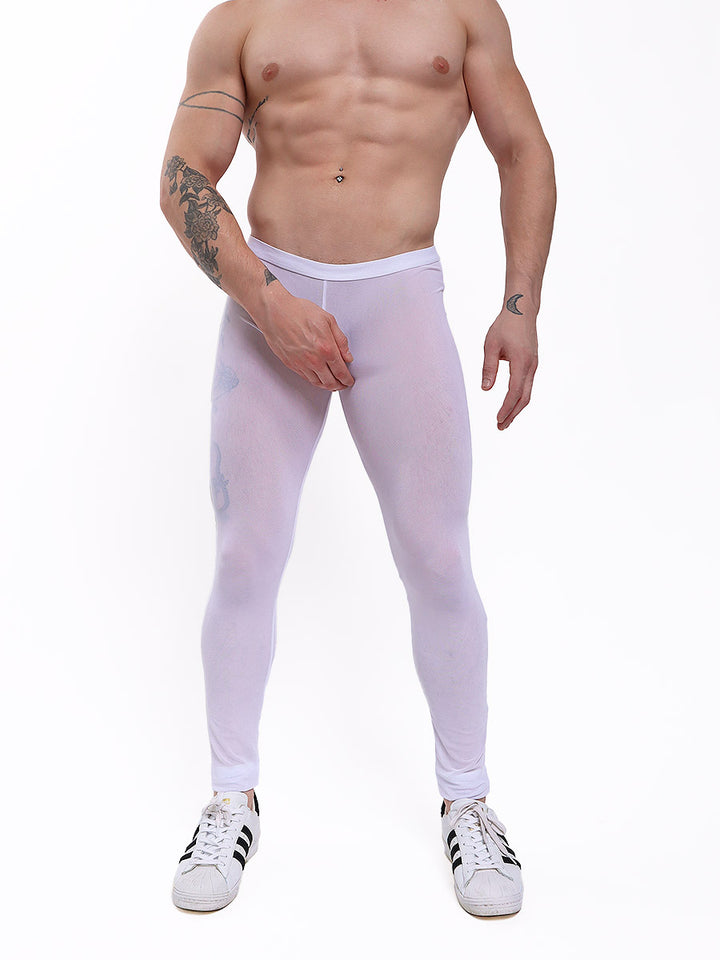 men's see-through white mesh leggings - Body Aware UK