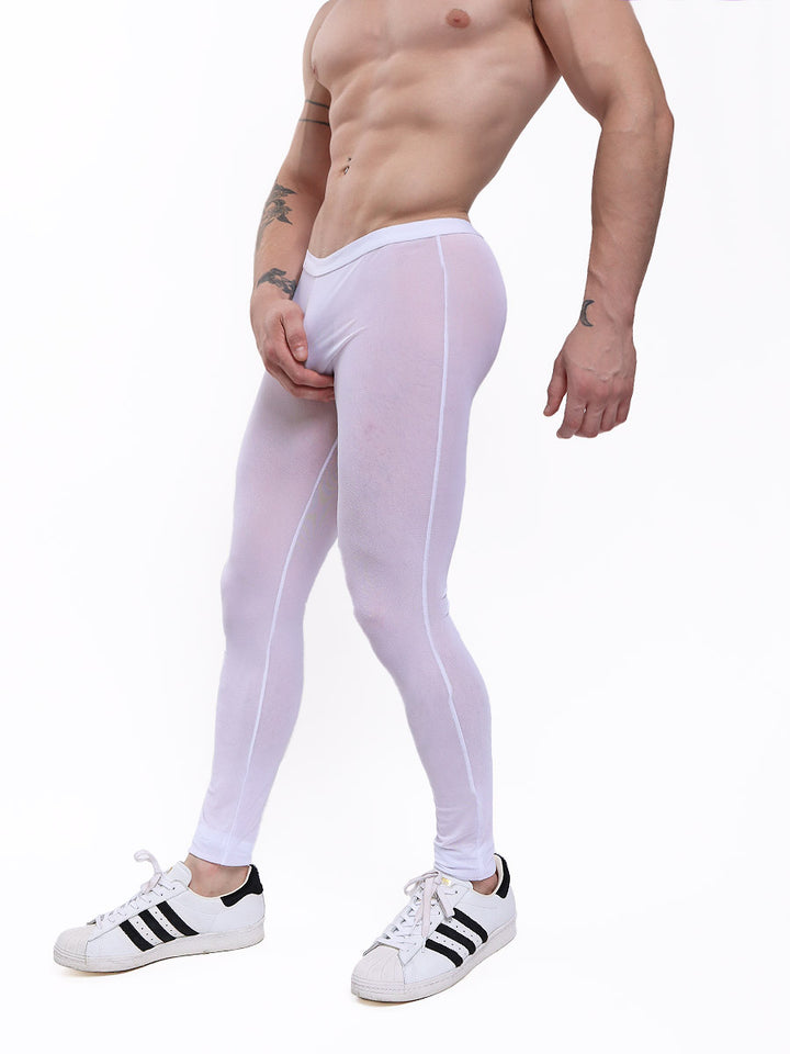 men's see-through white mesh leggings - Body Aware UK