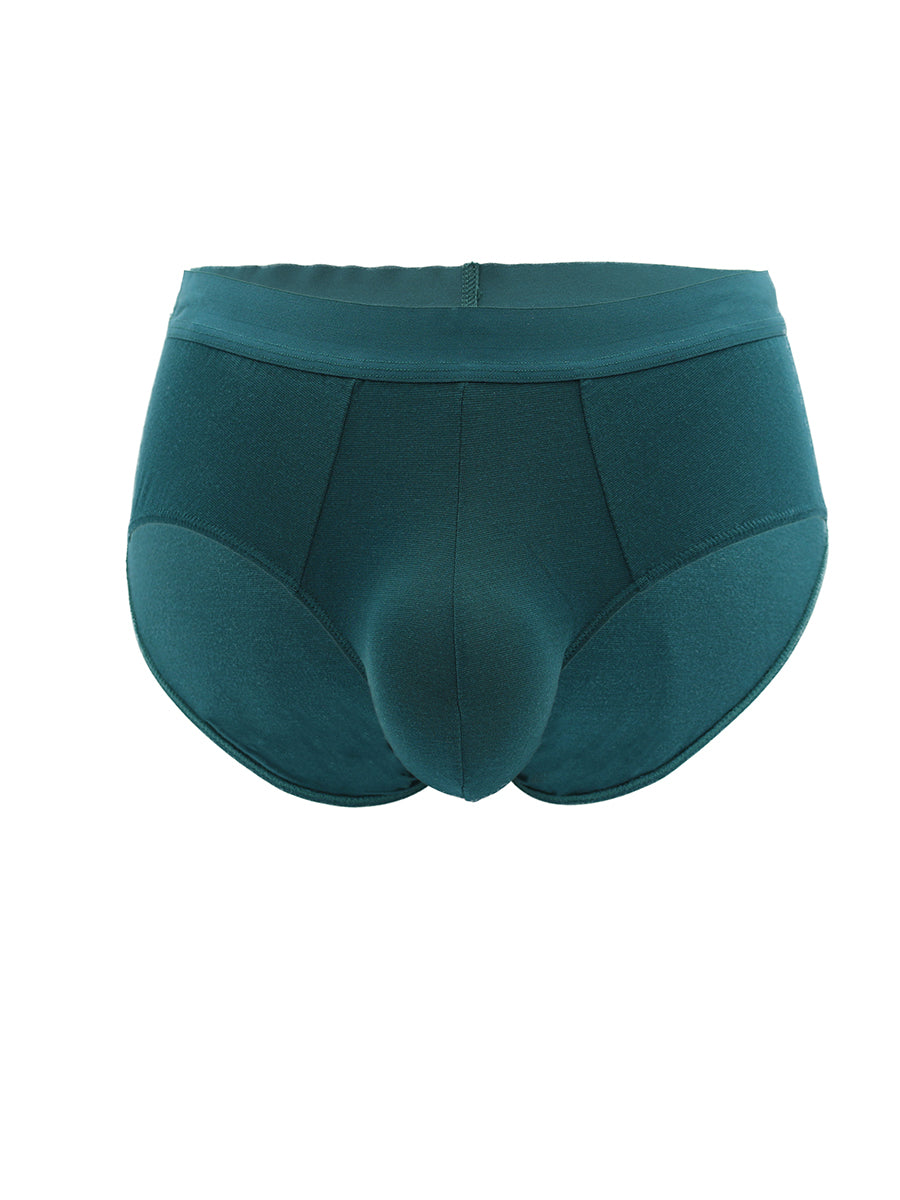 Teal green Body Aware men's briefs on a white background.