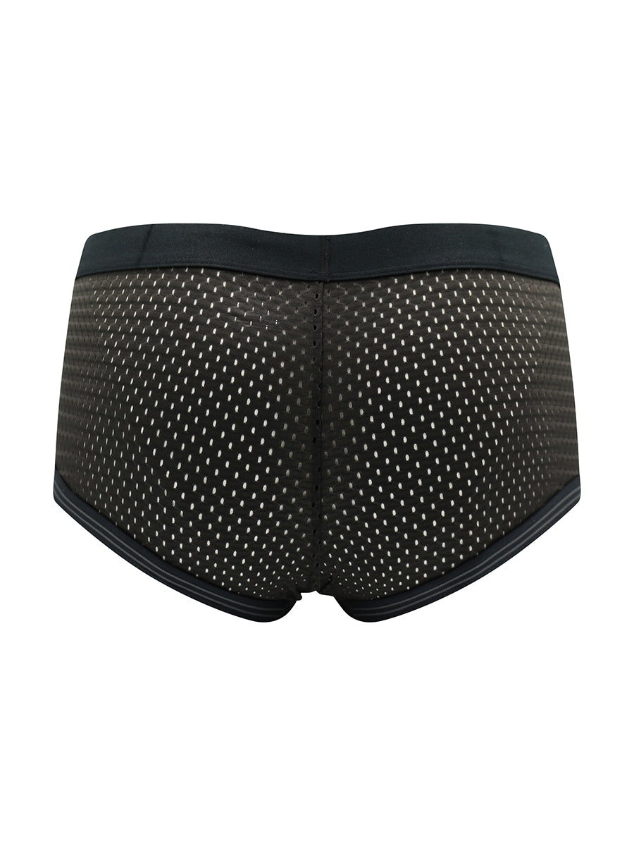 Black boxer briefs with a Body Aware branded waistband, on a white background.