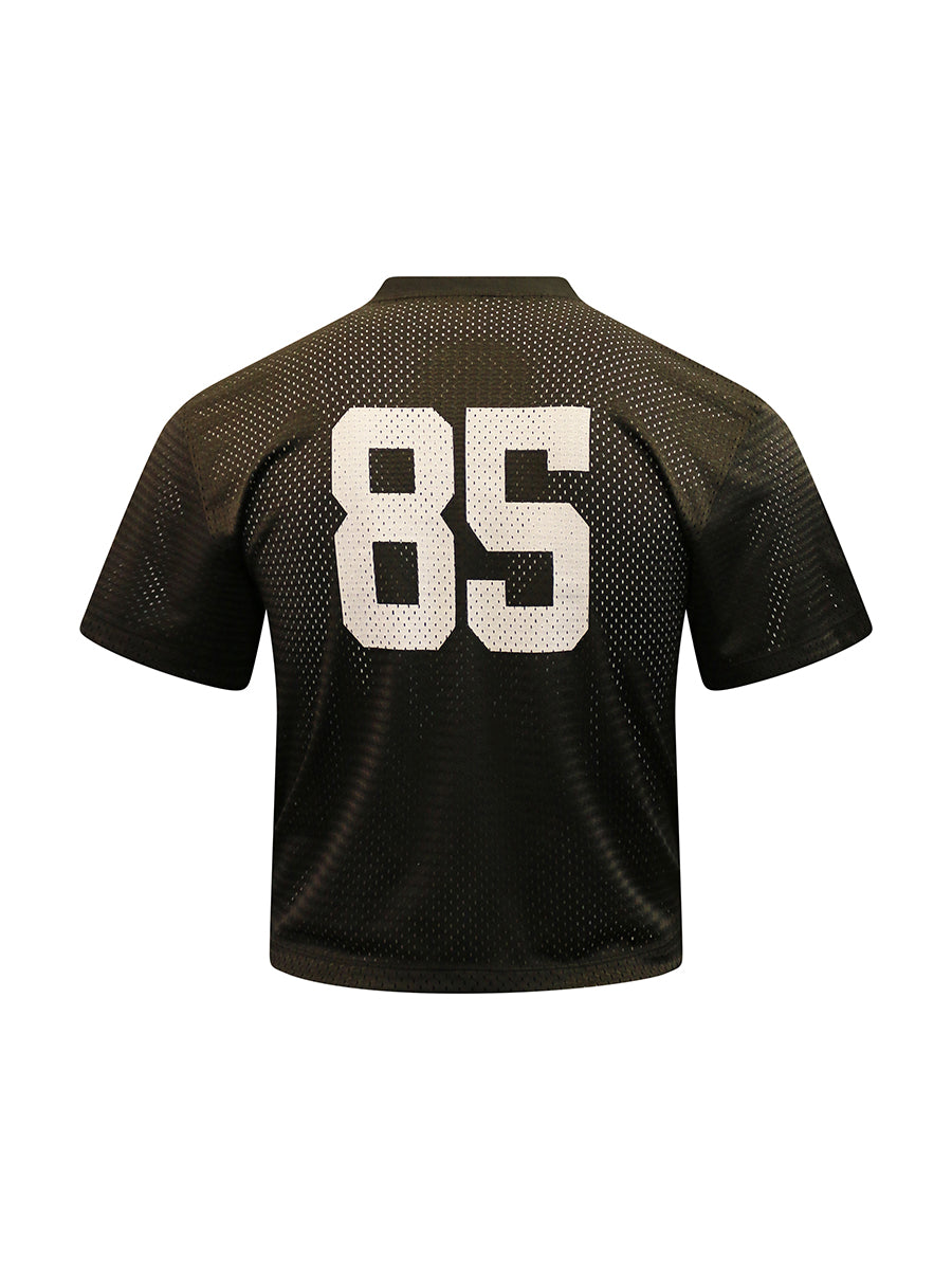 Black sports jersey with number 85 on a white background