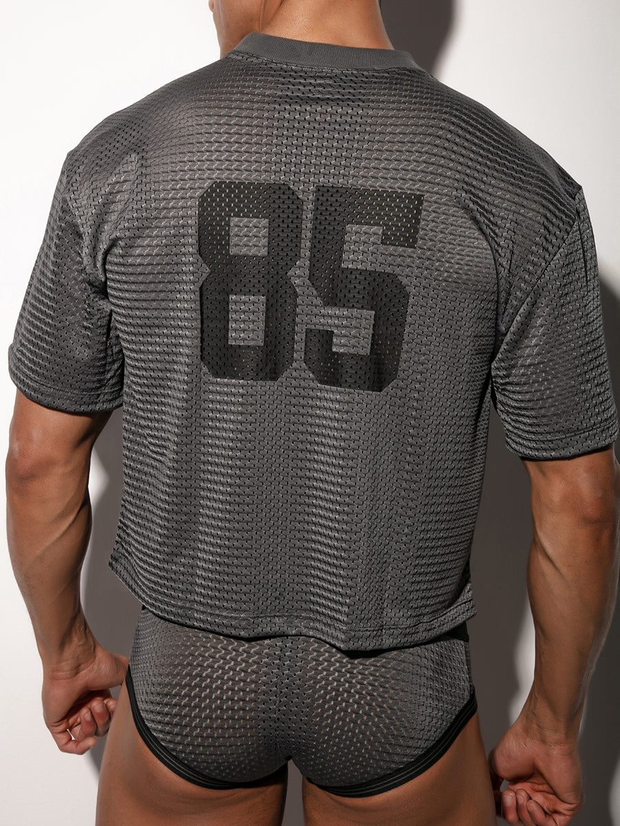 Grey mesh jersey for men with the number 85 on the back.