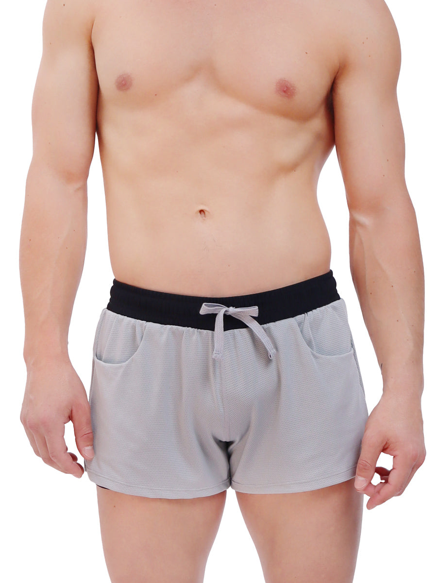 men's grey sport shorts with liner - Body Aware UK