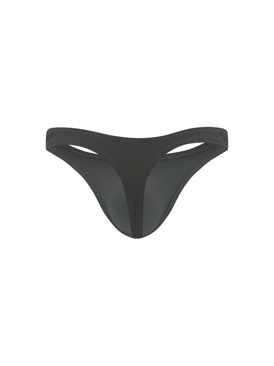 Back view of a dark grey men's thong on a white background.