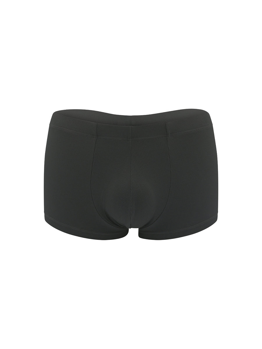 Front view of black Body Aware boxer briefs on a white background.