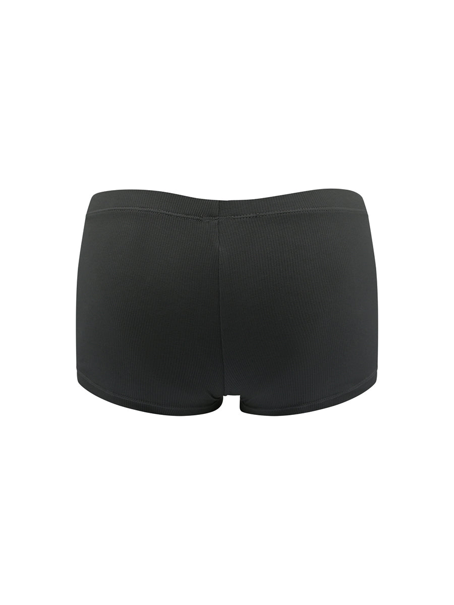 Rear view of black Body Aware boxer briefs on a white background. 
