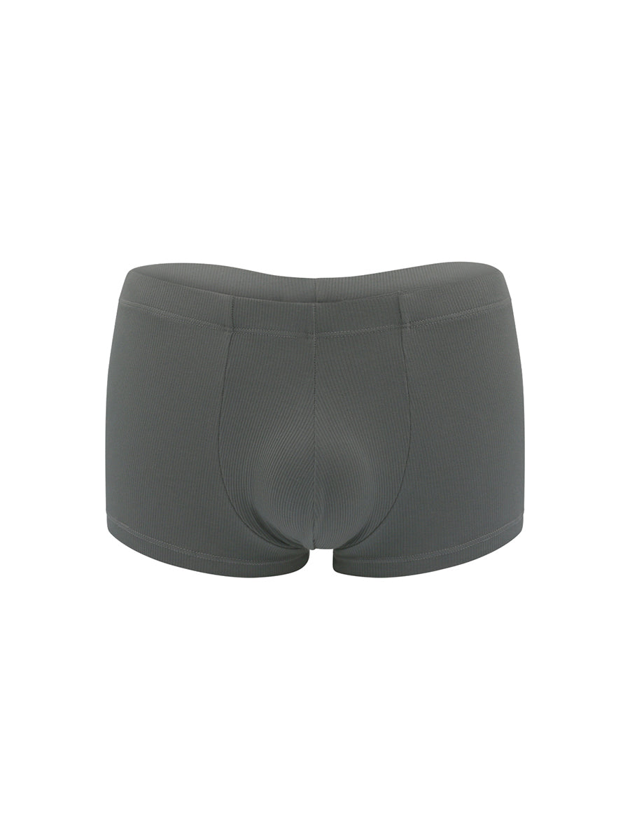 Gray boxer briefs on a white background