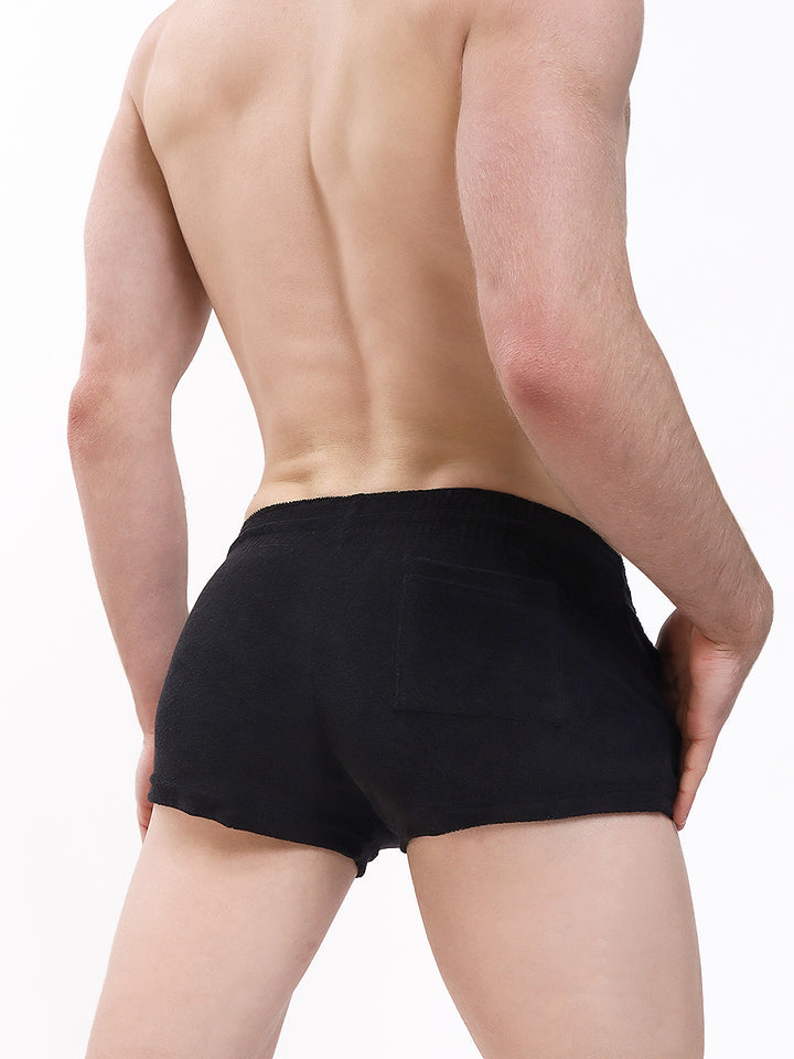 men's black terry cloth shorts - Body Aware UK
