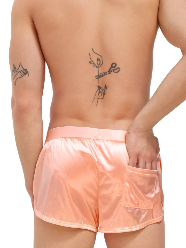 men's pink satin track shorts - Body Aware UK