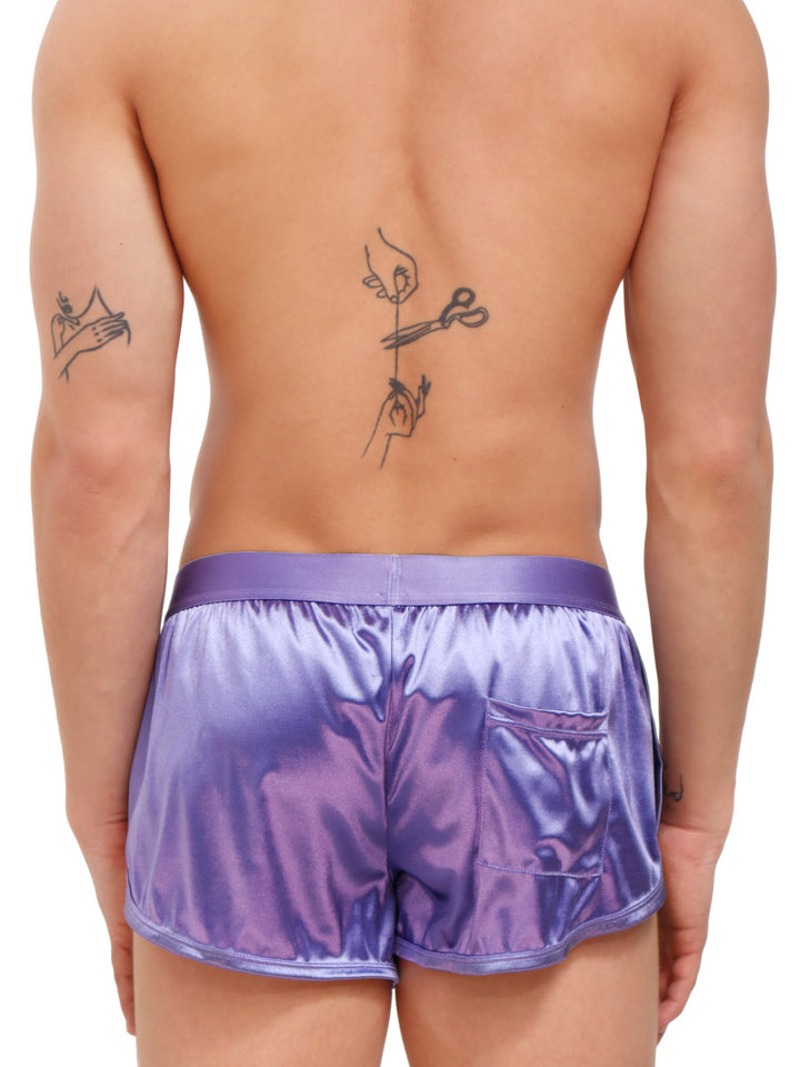 men's purple satin shorts - Body Aware UK