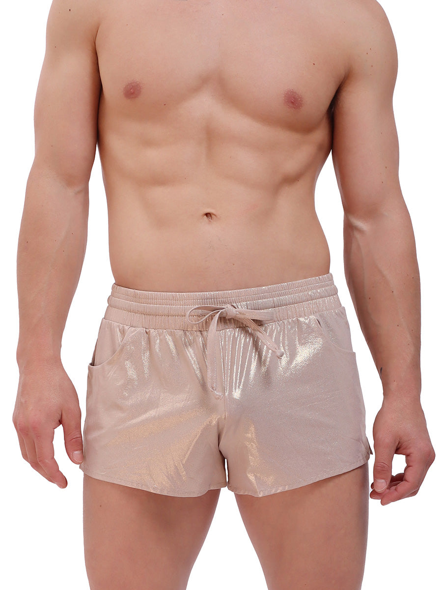 men's gold metallic shorts - Body Aware UK