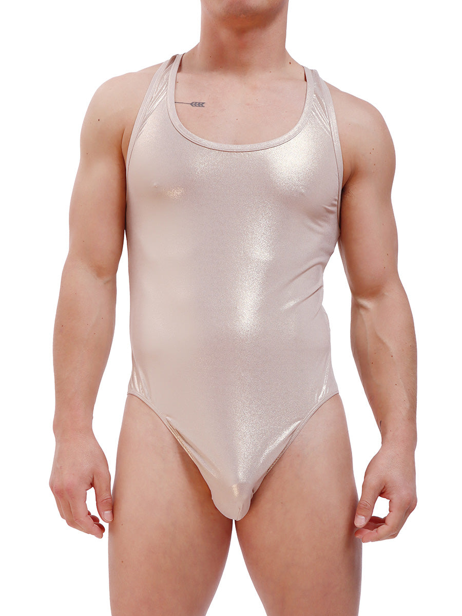 men's gold metallic bodysuit - Body Aware UK