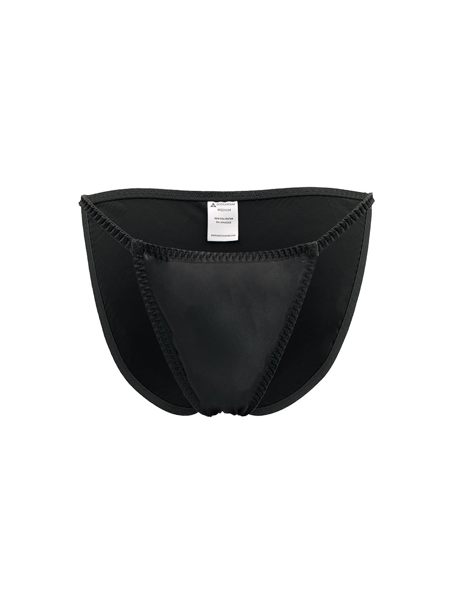 Black men's underwear brief on a white background.