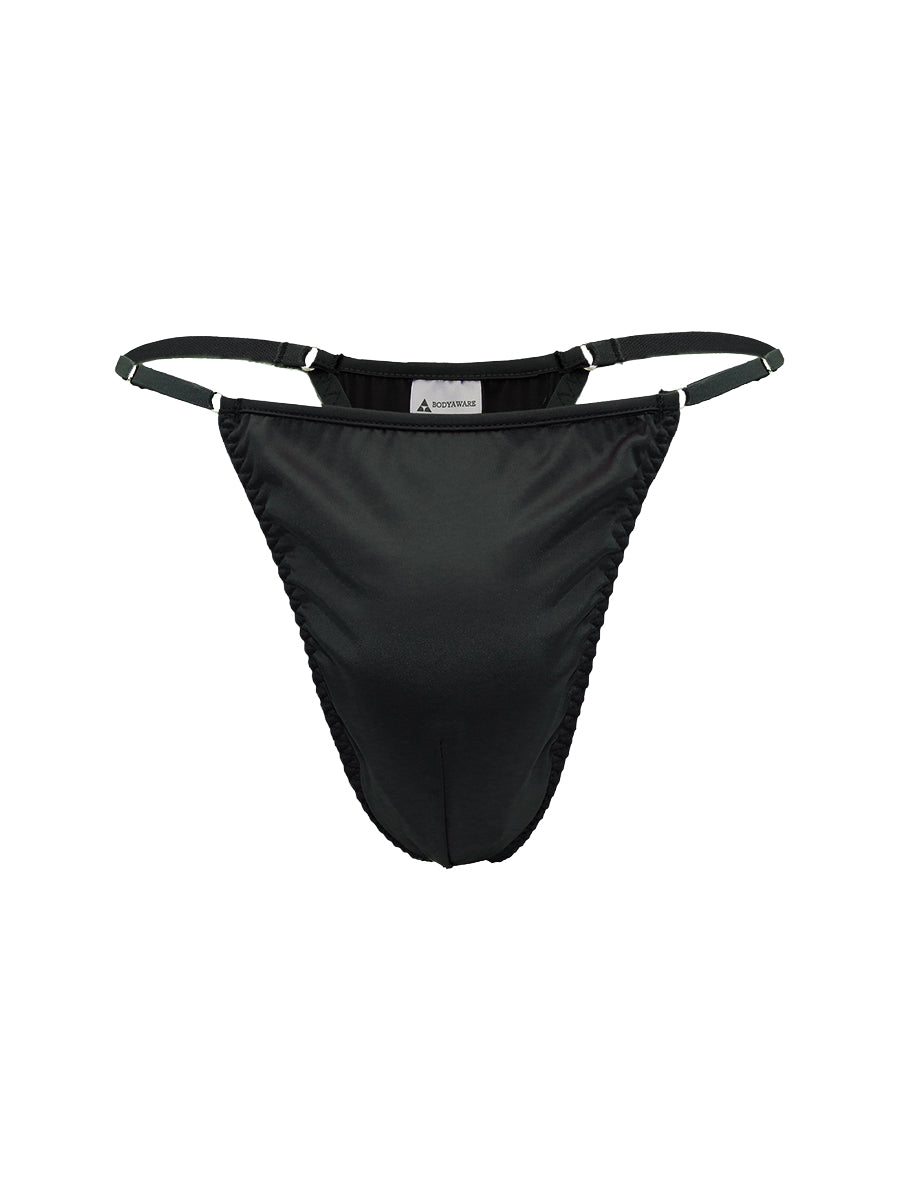 Black underwear with straps on a white background