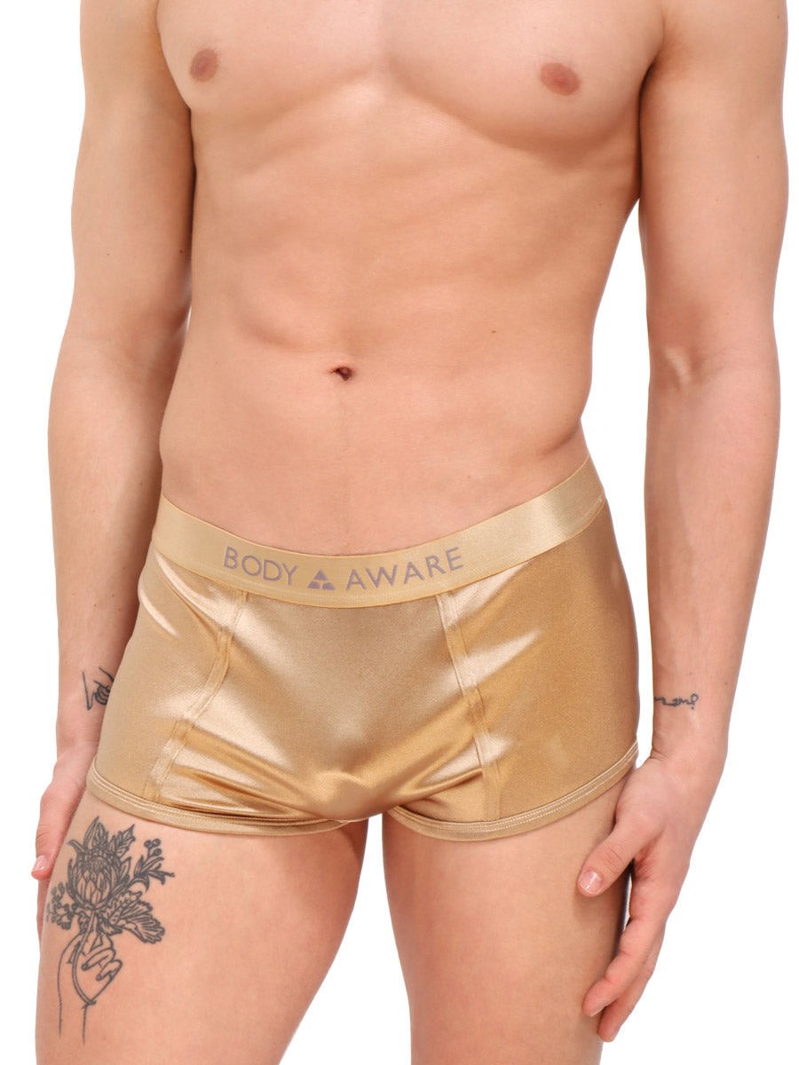 men's gold satin boxer briefs - Body Aware UK