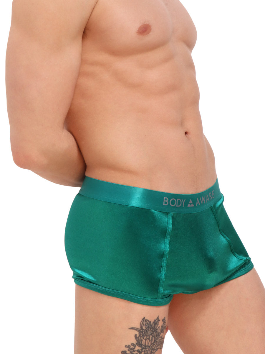 men's green satin boxer briefs - Body Aware UK