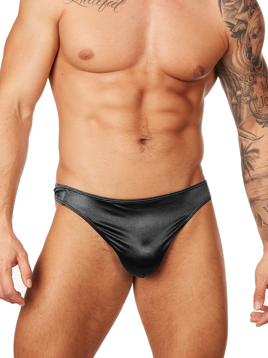 men's black satin thong