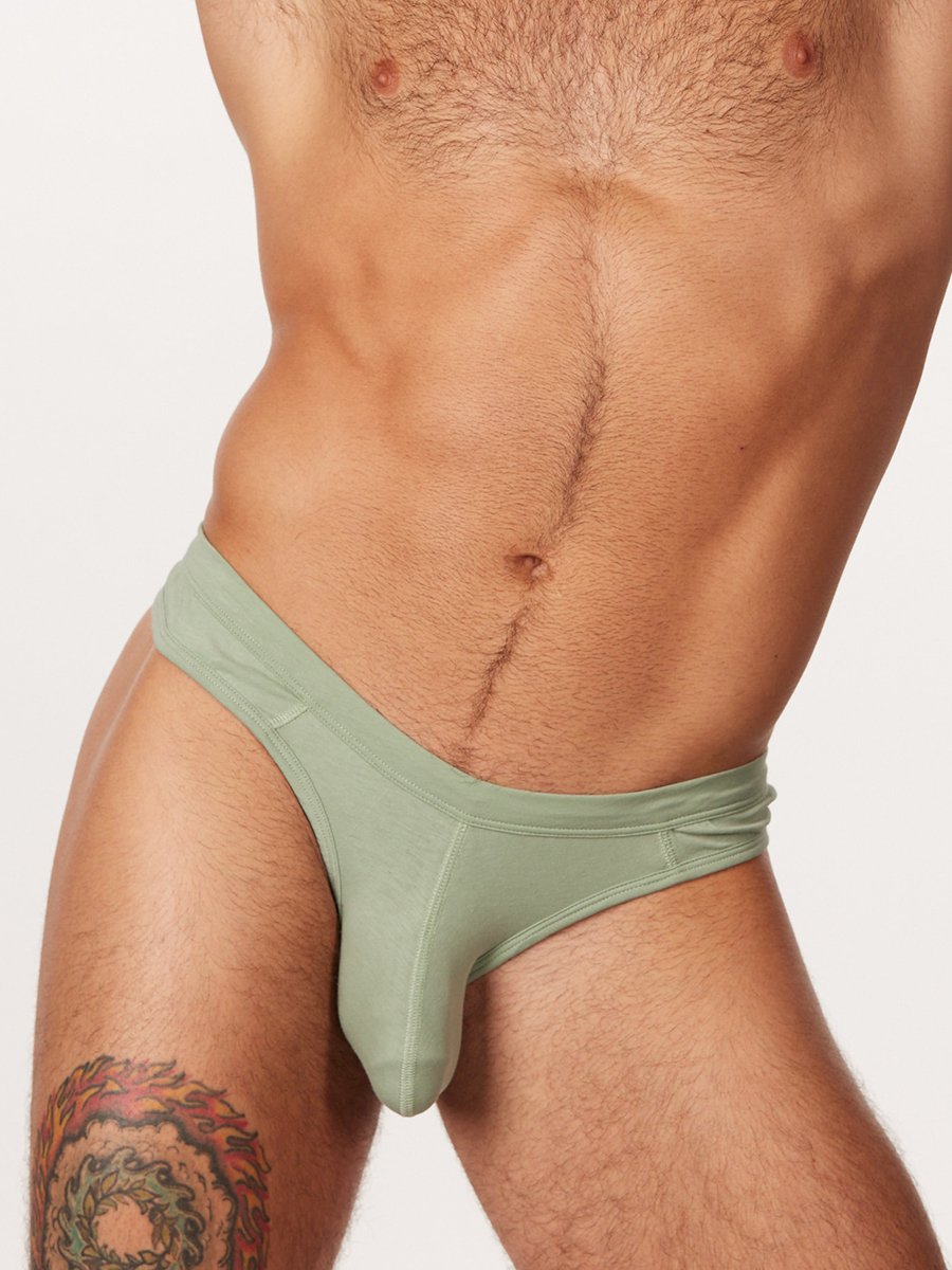 men's green cotton thong