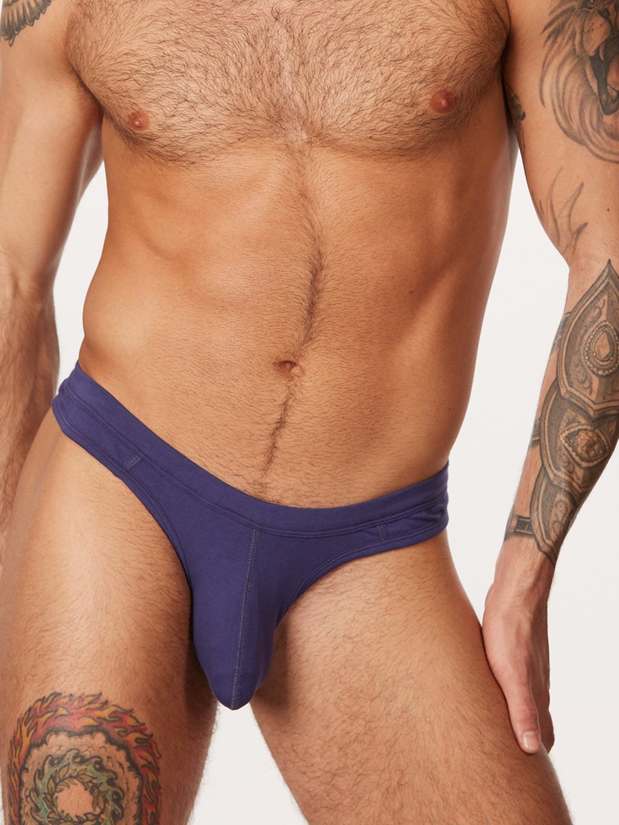 men's navy blue cotton thong