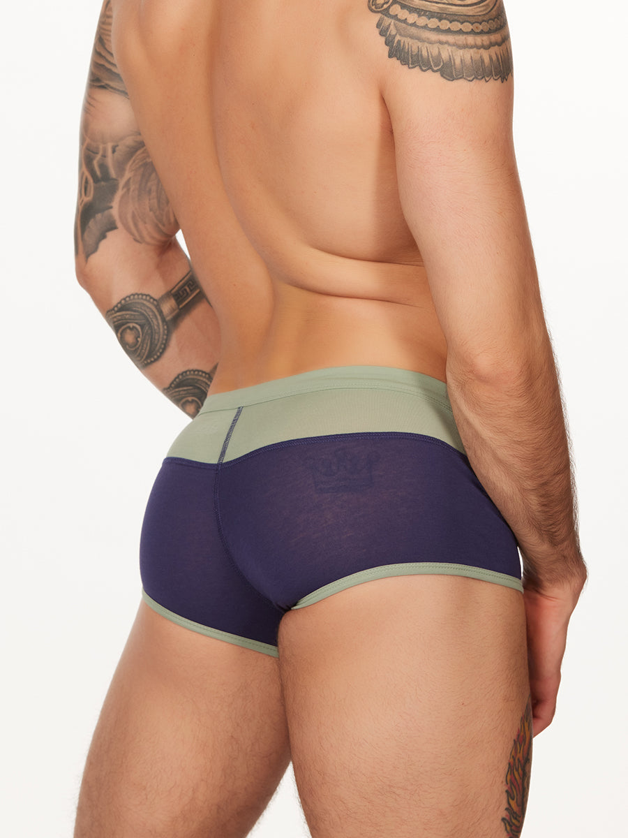 men's navy blue and green cotton boxer briefs