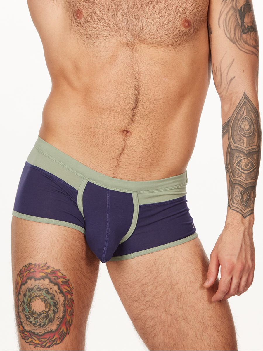 men's navy blue and green cotton boxer briefs