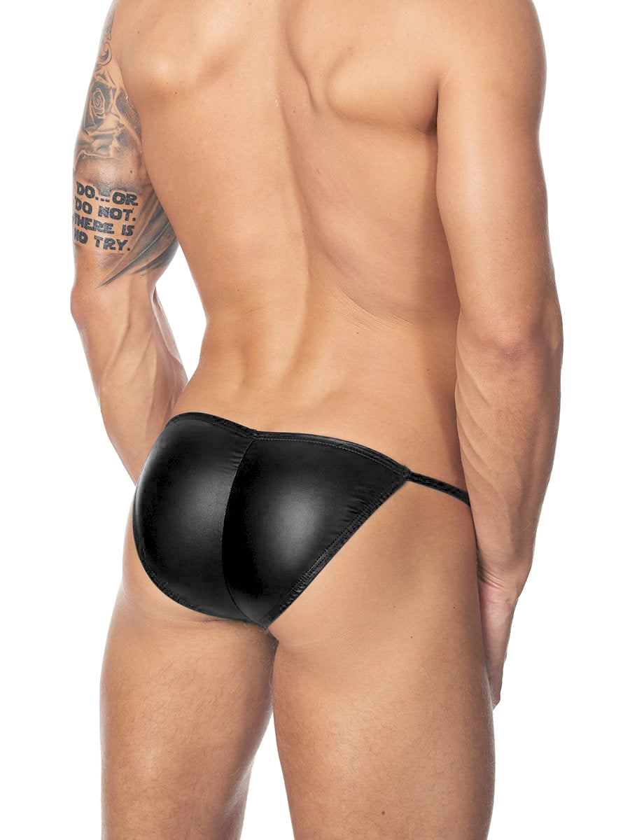 Men's black pleather tanga