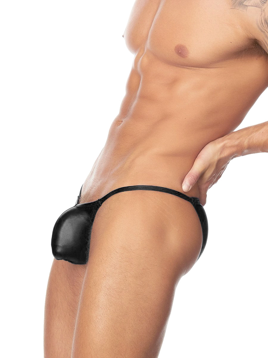 Men's black pleather tanga