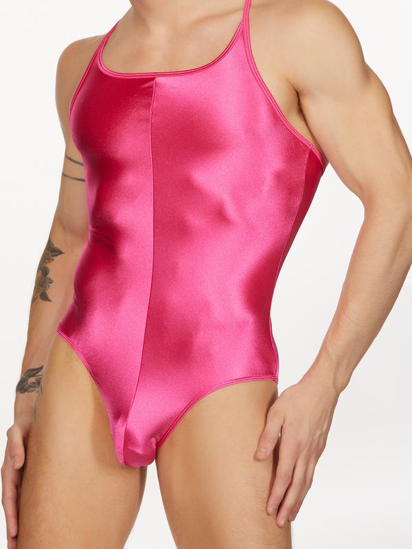 Men's pink satin bodysuit
