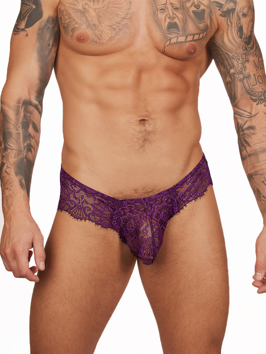 men's purple lace split briefs - Body Aware UK