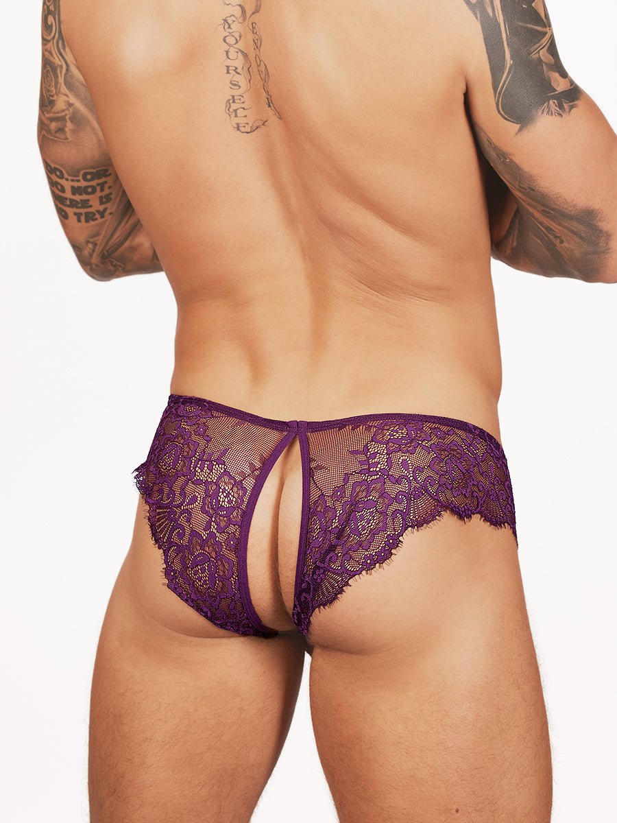 men's purple lace split briefs - Body Aware UK