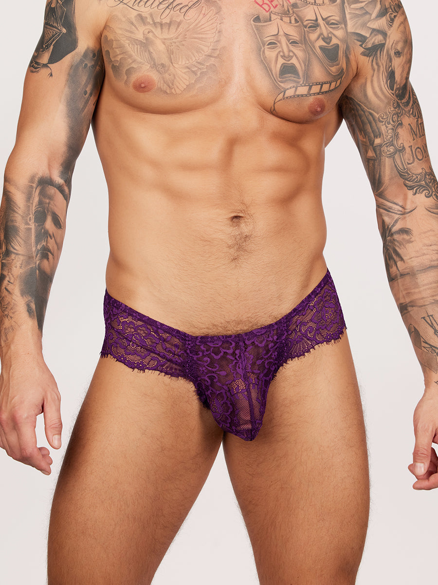 men's purple lace brazil briefs - Body Aware UK