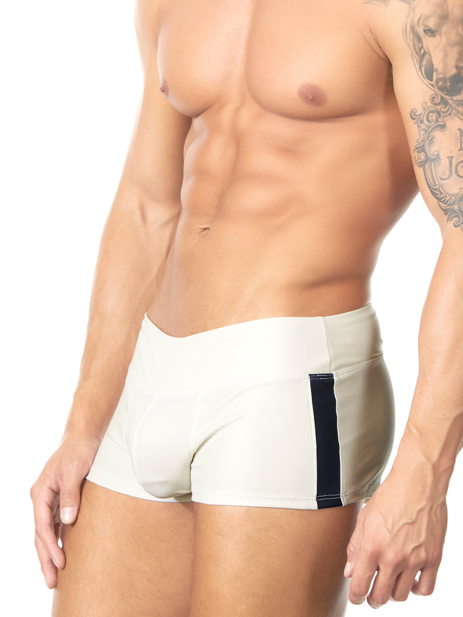 men's white pleather shorts