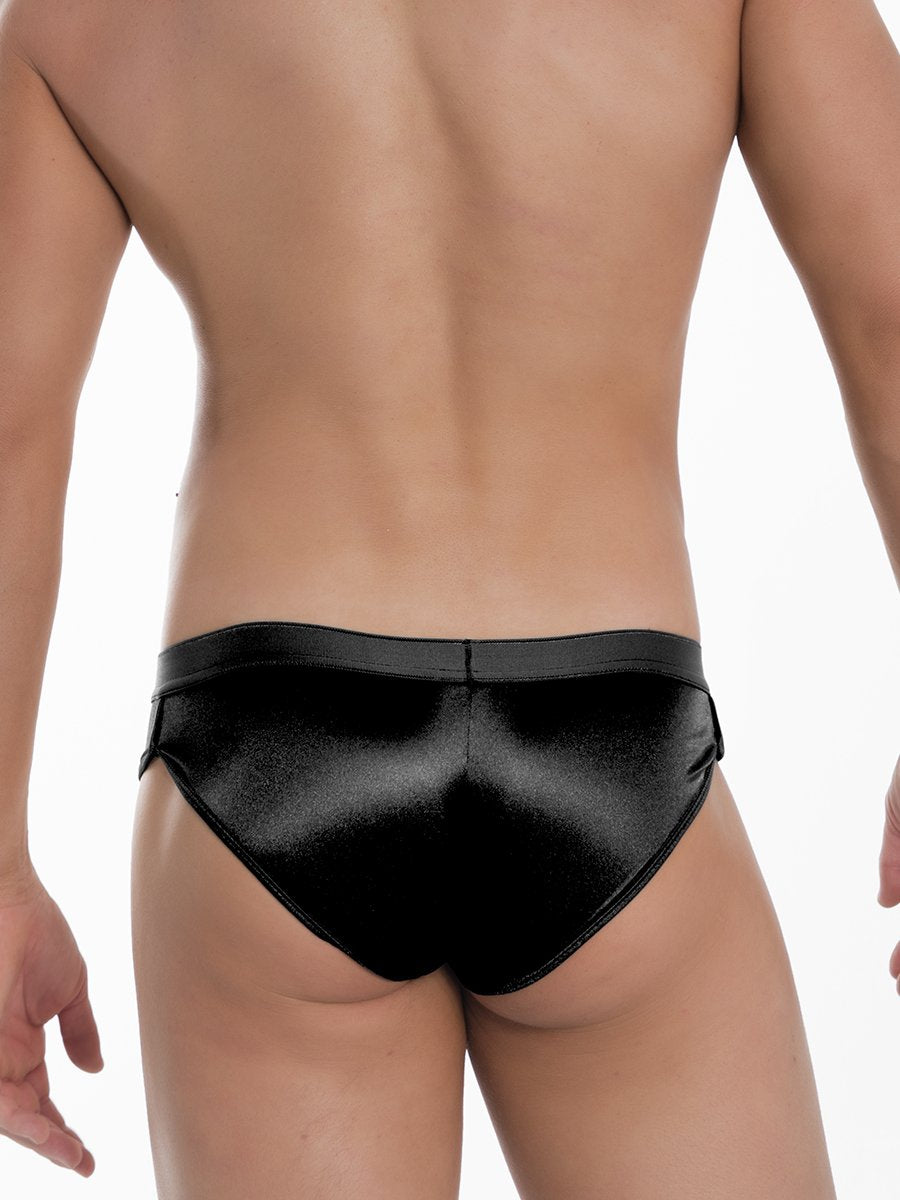 Men's Black Satin Briefs